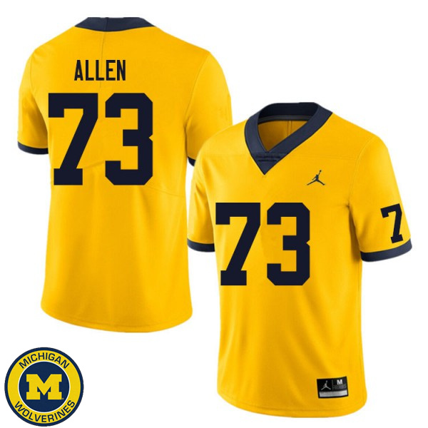 Men Michigan Wolverines #73 Willie Allen Yellow Alumni Jersey